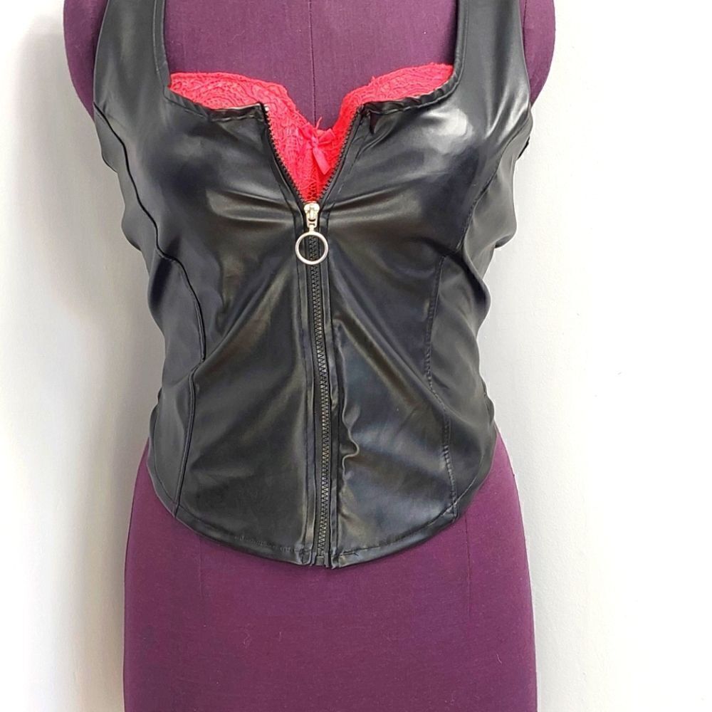 Love Pleather Black Vest